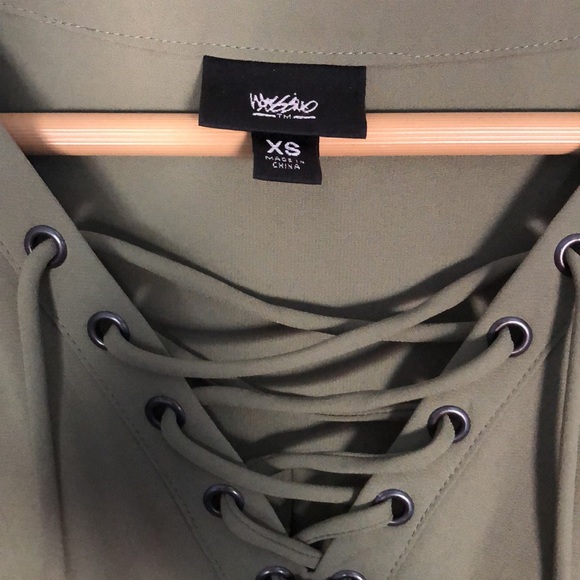 Military Green Asymmetric Dress - Picture 3 of 3